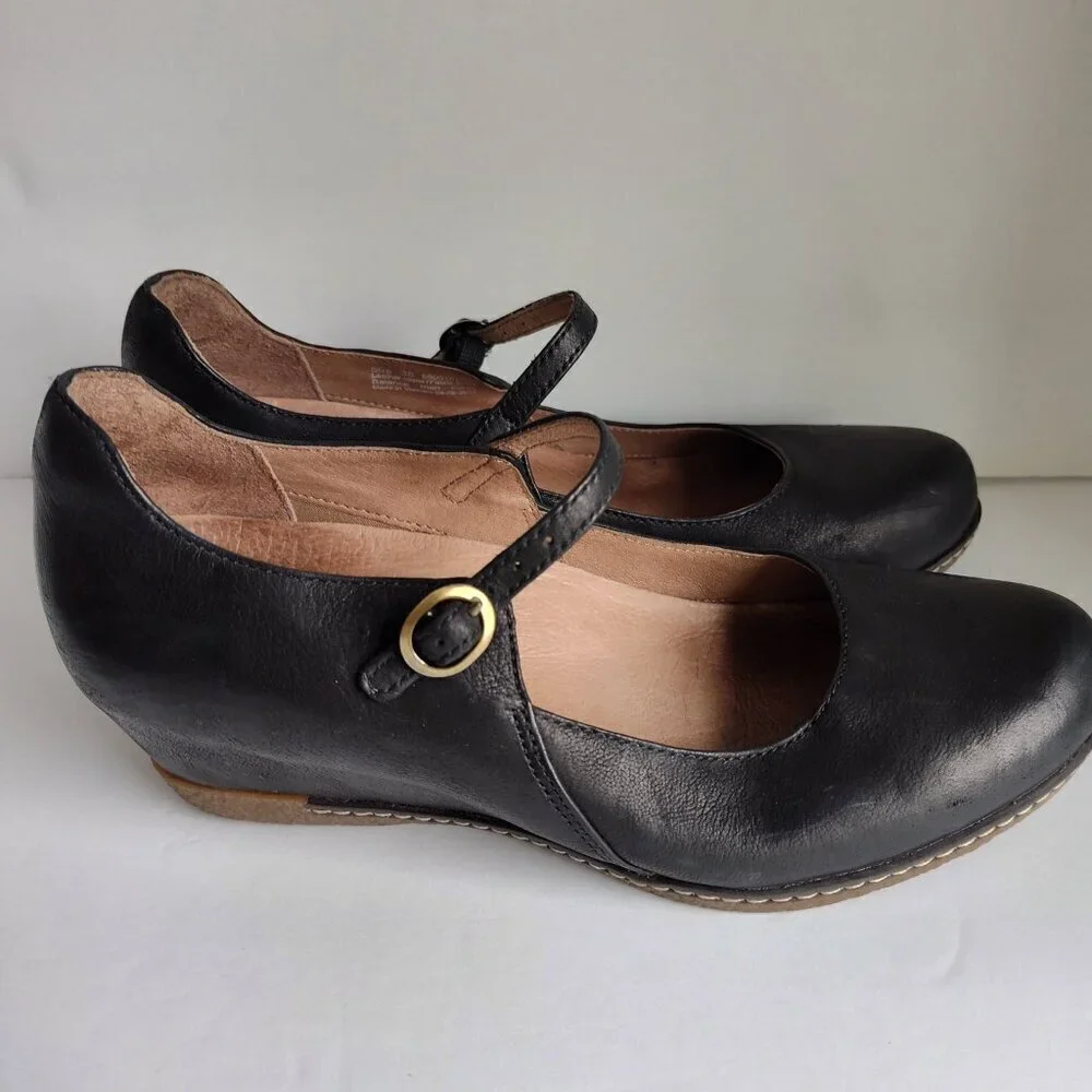 Dansko Black Mary Jane Wedge Shoe